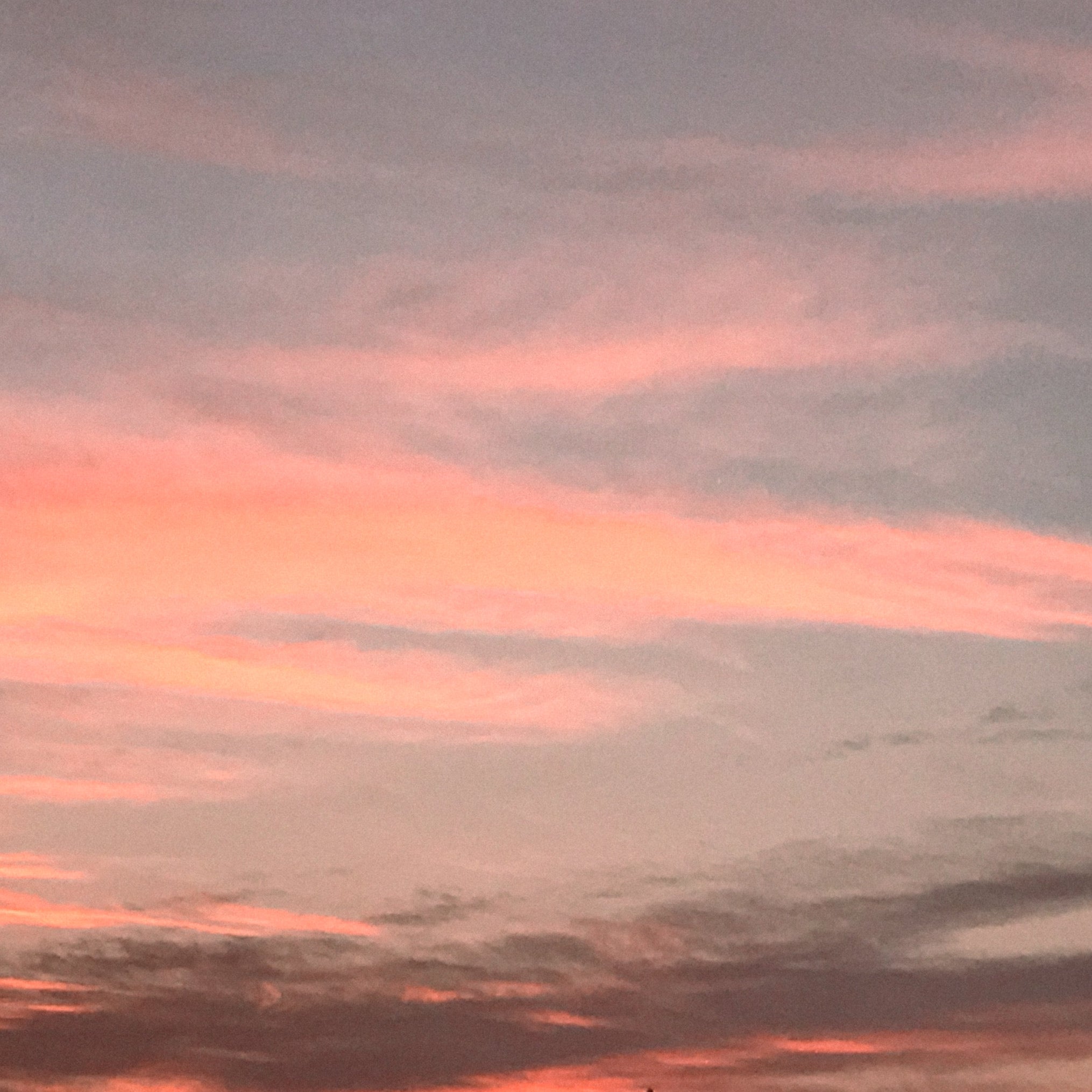 Horizontal clouds in the sky glowing with the hues of dawn sun, natural color inspiration.