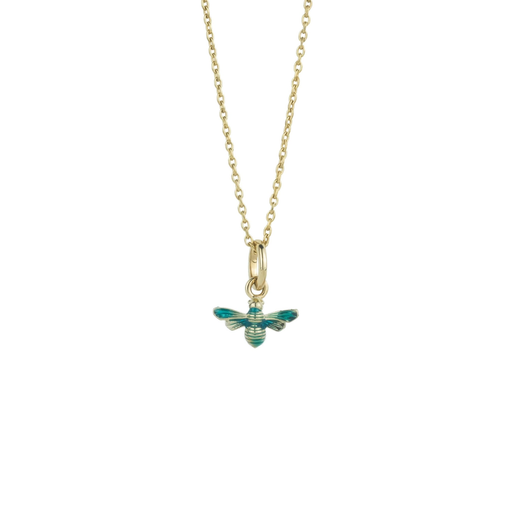 Mini Bee Charm Necklace • Blue Calamintha