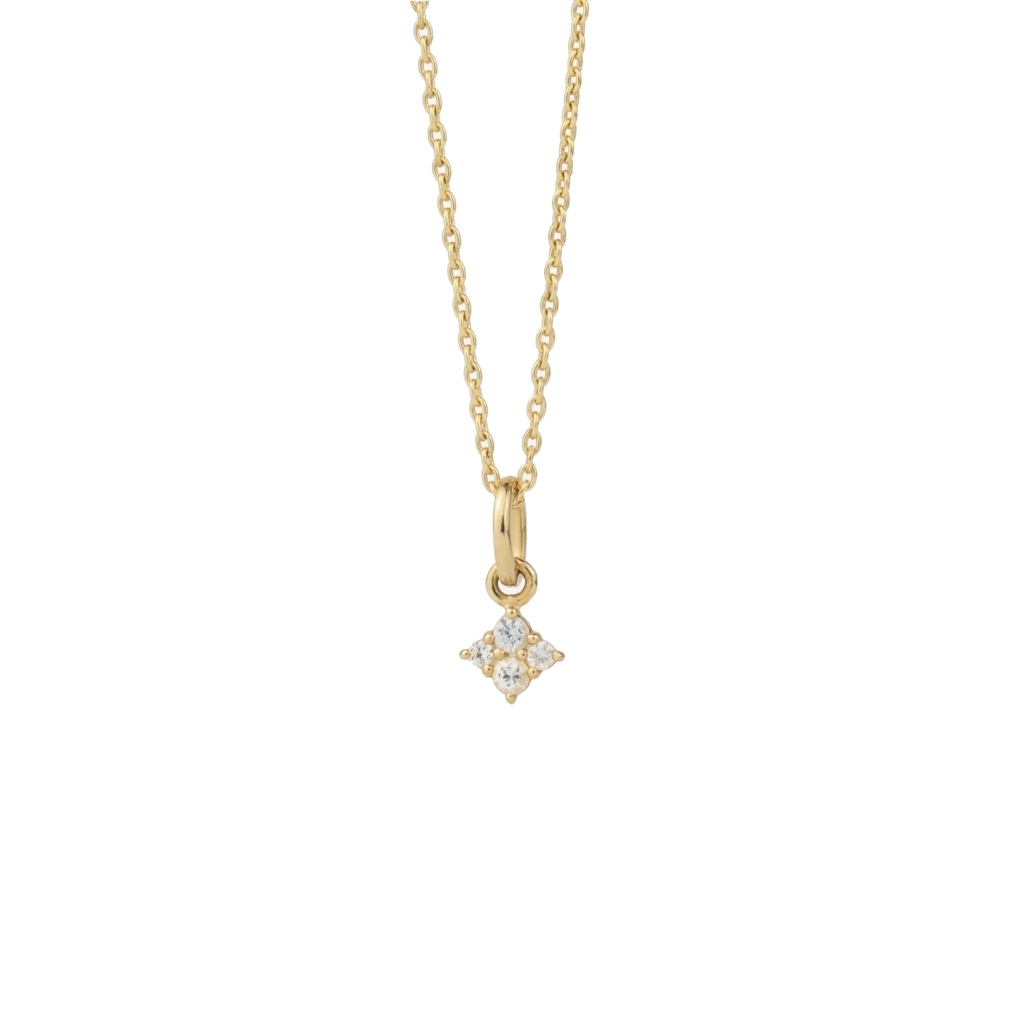 An Aiden Jae Stardust Charm Necklace on a gold chain.