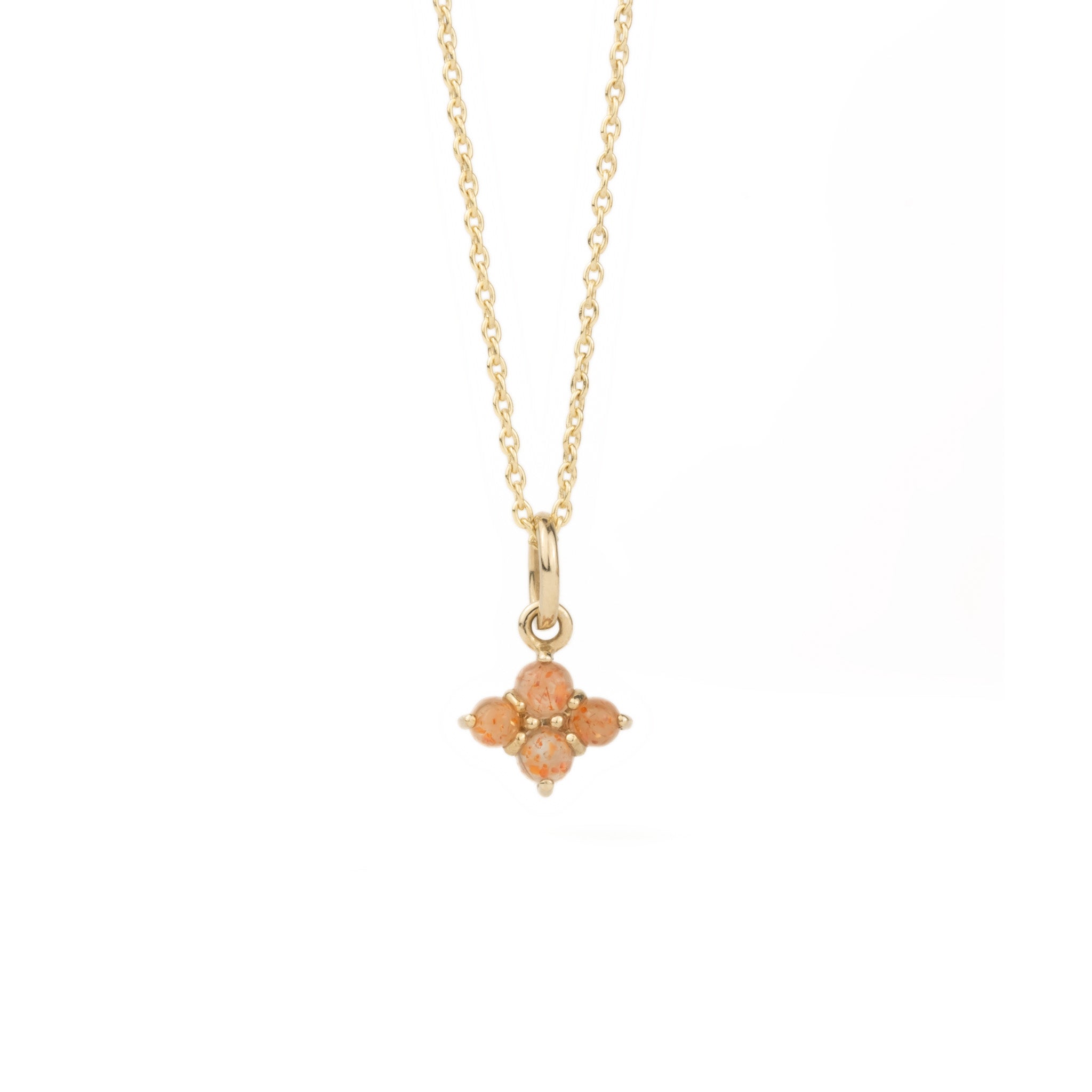 Aiden Jae Sunrise Charm Necklace in yellow gold and sunstone.